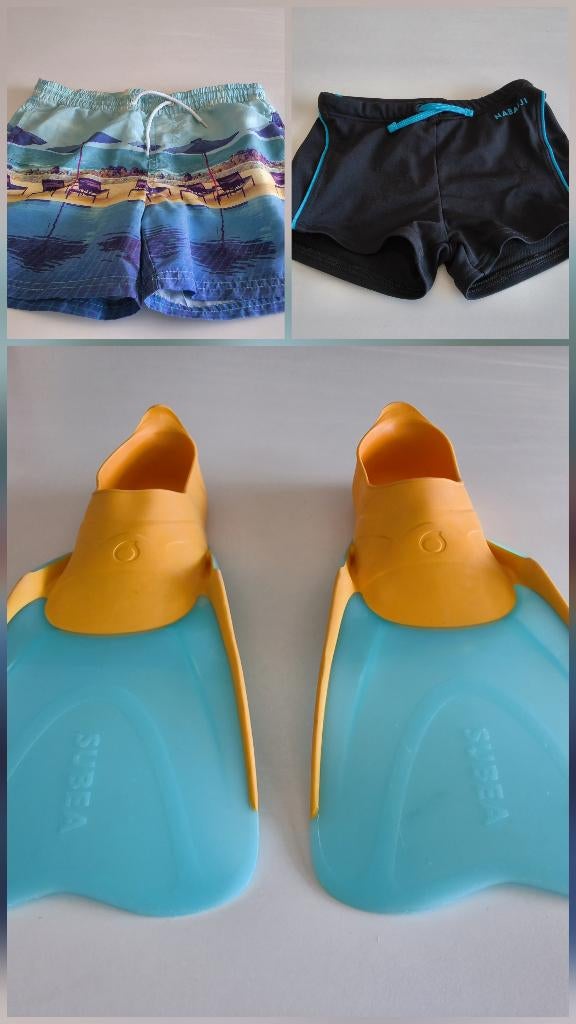 Maillots garçons T. 8 & 10 ans / Palmes SUBEA Pt. 32/33, Enlèvement ou Envoi, Utilisé, Garçon, Maillot de bain