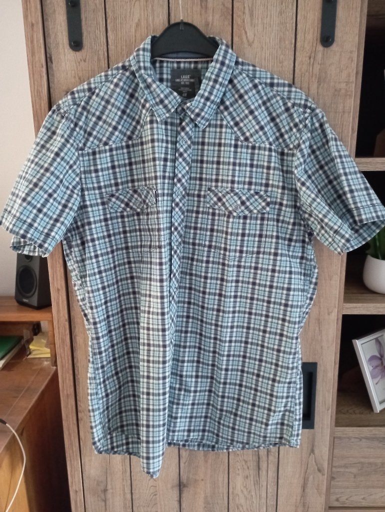blauw geruit hemd LOGG H&M mt XL, Blauw, Ophalen of Verzenden, Zo goed als nieuw, H&M