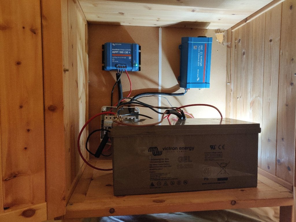 Victron 220Ah GEL accu + 350W panelen + Victron MPPT, Enlèvement, Utilisé, Système complet