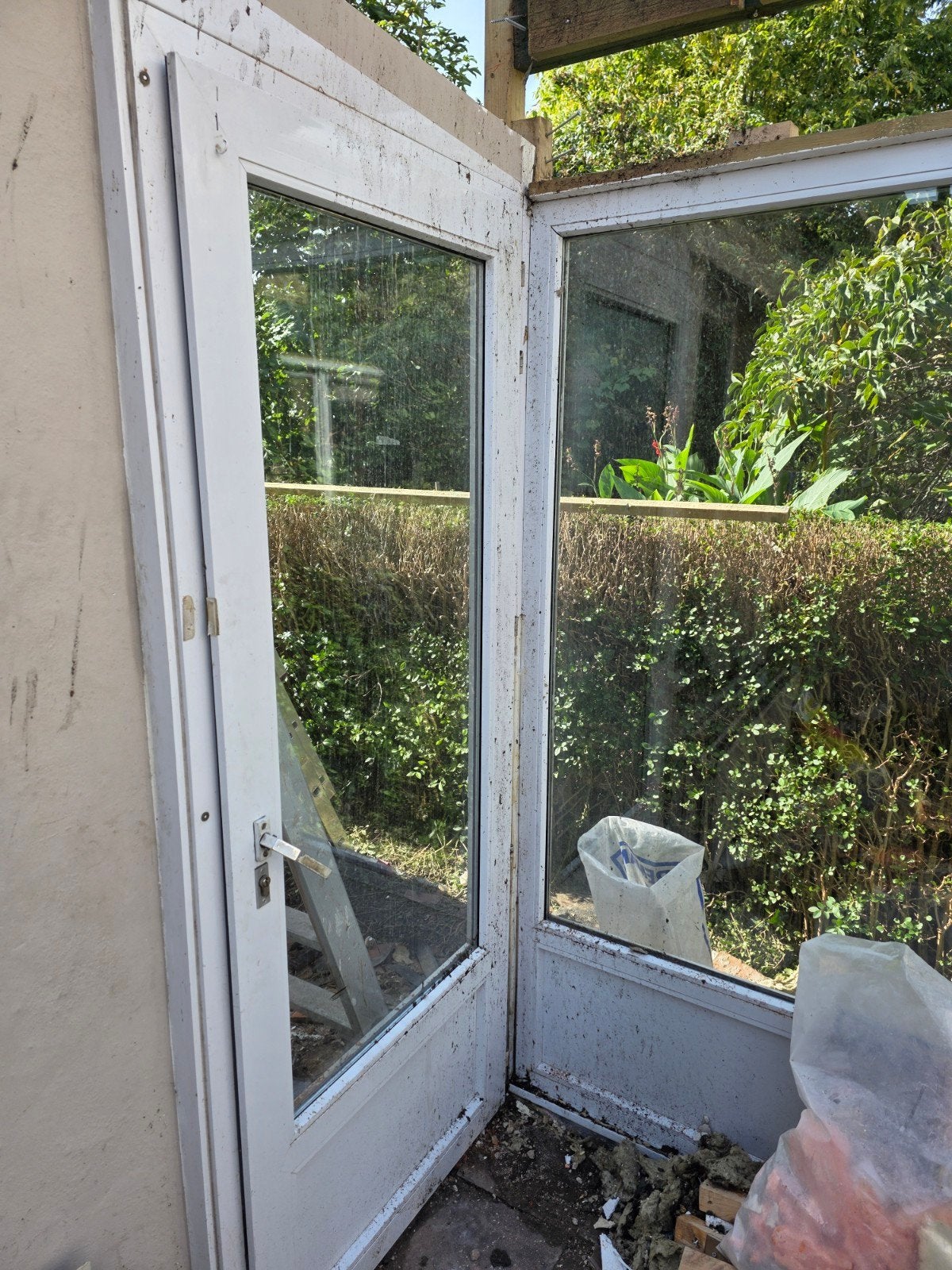 Terras uitbouw / veranda /2 zijden, Ophalen, Kunststof, Inclusief glas