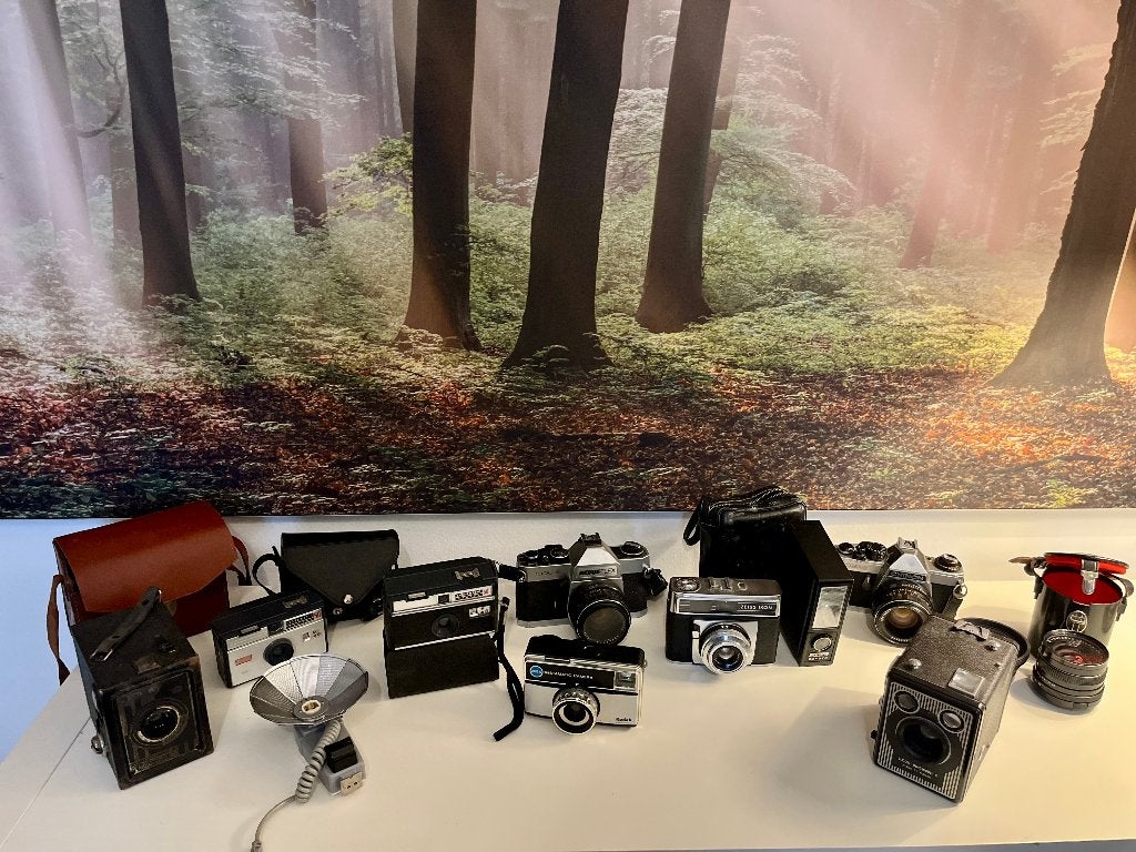 Vintage fototoestellen: Kodak, Zeiss Ikon, Chinon, Revueflex, Enlèvement, Utilisé, Reflex miroir, Autres Marques