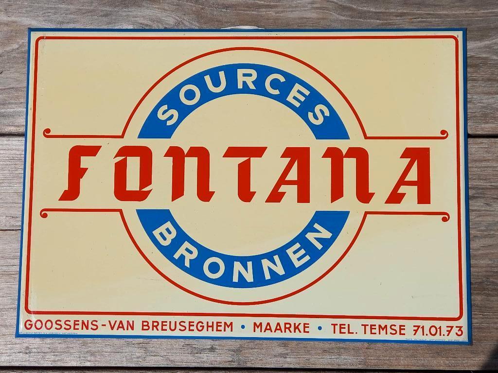 panneau d'affichage métallique FONTANA sources 1955, Enlèvement ou Envoi, Comme neuf, Panneau publicitaire