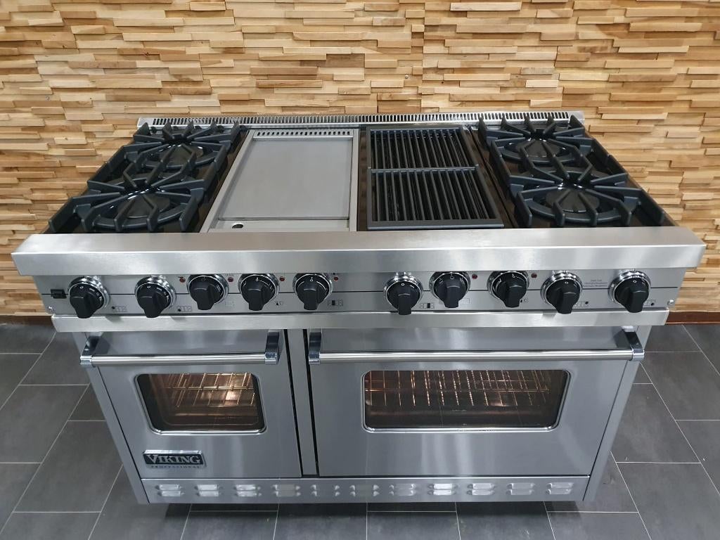 🔥Luxe Viking Fornuis 121cm RVS 2 elektrische ovens 4 pits, Elektronische apparatuur, Ophalen, 60 cm of meer, Zo goed als nieuw