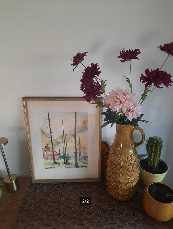 Peinture de A.Willems, Enlèvement, Vintage, Sous verre, Paysage