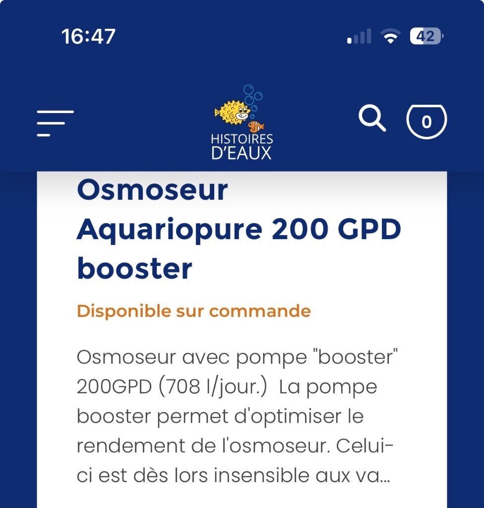 Osmoseur, Animaux & Accessoires, Poissons | Aquariums & Accessoires, Enlèvement