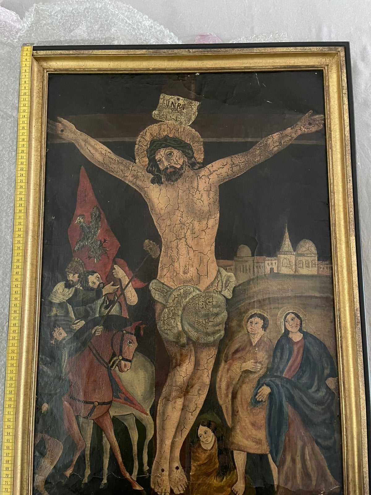 Peinture religieuse signée — Crucifixion 1876, Enlèvement