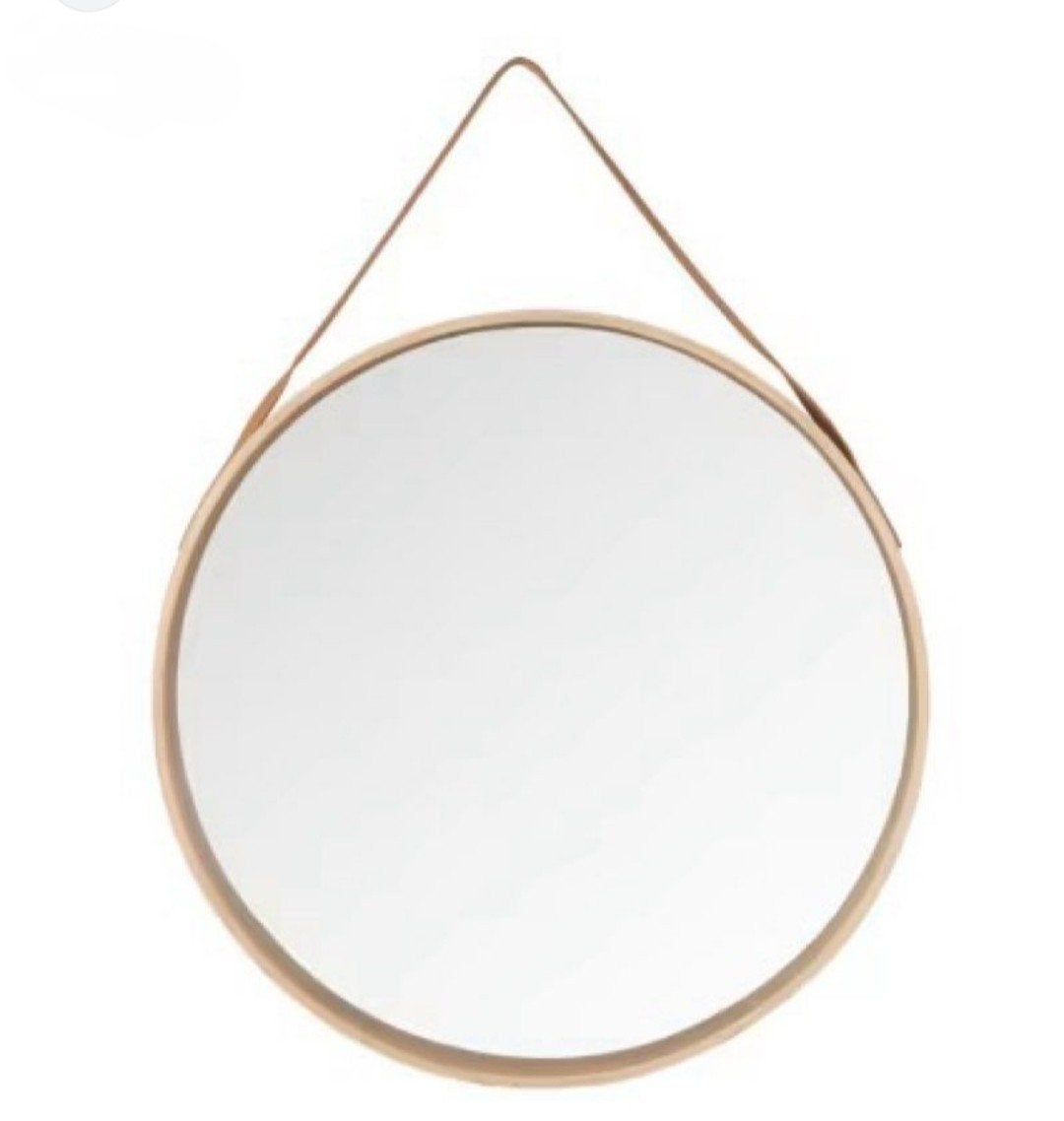 Miroir rond suspendu – Diamètre 59 cm, Maison & Meubles, Moins de 100 cm, Rond, Comme neuf, Enlèvement