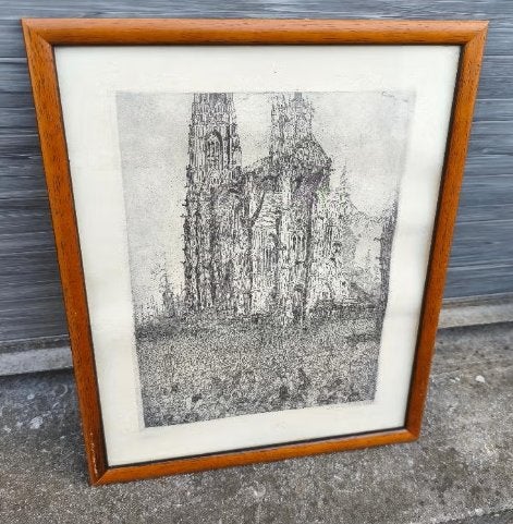 lithographie eglise saint nicolas anvers signe james ensor, Antiquités & Art, Art | Lithographies & Sérigraphies, Lithographie