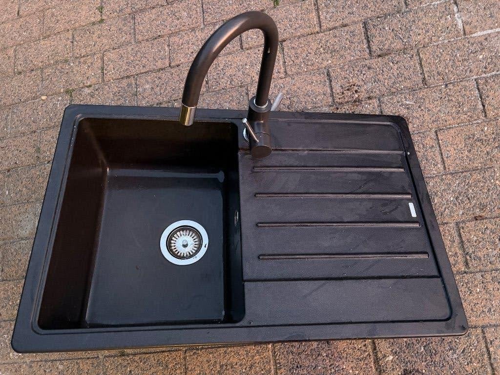 Spoelbak, Ophalen, Gebruikt, Zwart, 50 tot 100 cm