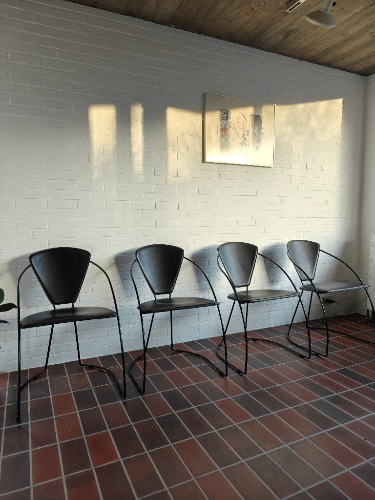 4 Vintage design Stoelen - Arrben 'Linda' stijl - Zwart, Huis en Inrichting, Stoelen, Ophalen, Gebruikt, Zwart, Vier