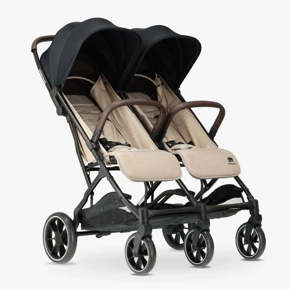 DERYAN Rolo X2 XL Duo Buggy – 0-4 Jaar - Nougat, Enlèvement ou Envoi, Comme neuf, Autres marques, Protection de pluie