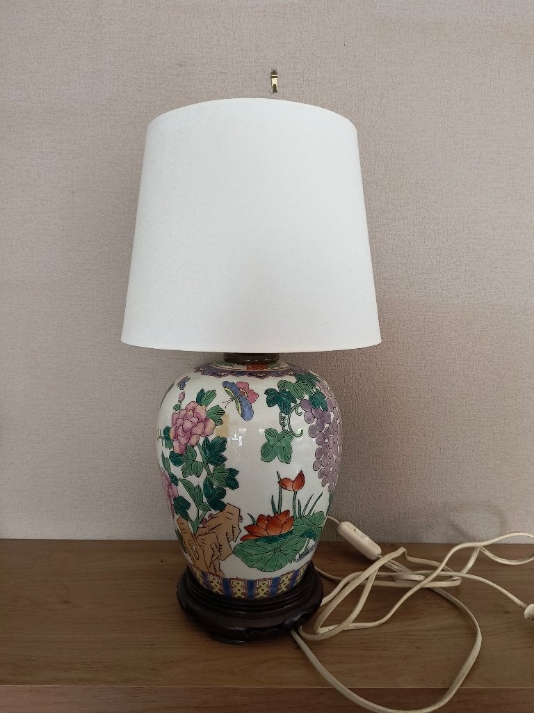 Chinese Porseleinen Tafellamp – Handbeschilderd, Ophalen, Gebruikt, Vintage, Meerkleurig