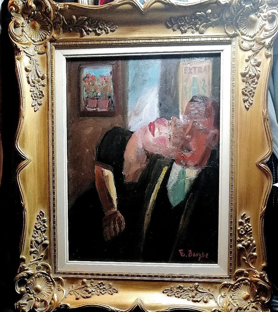 Frits Van den Berghe '' Het verliefde Paar '' olieverf, Envoi, Surréalisme, Peinture à l'huile