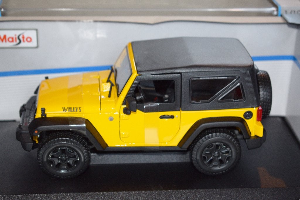 miniature automobile 1:18 neuf maisto 2014 jeep geel, Ophalen of Verzenden, Nieuw, Maisto