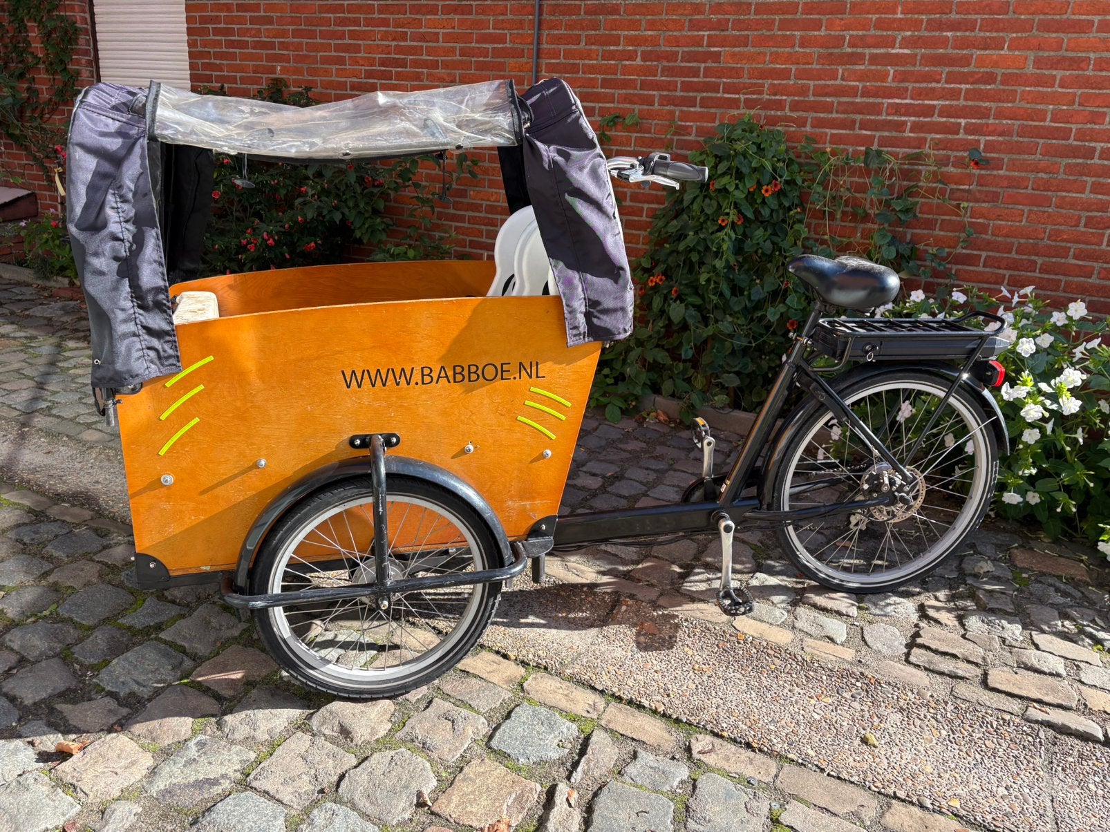 Elektrische bakfiets te koop!, Fietsen en Brommers, 4 kinderen of meer, Gebruikt, Elektrisch, Schijfrem