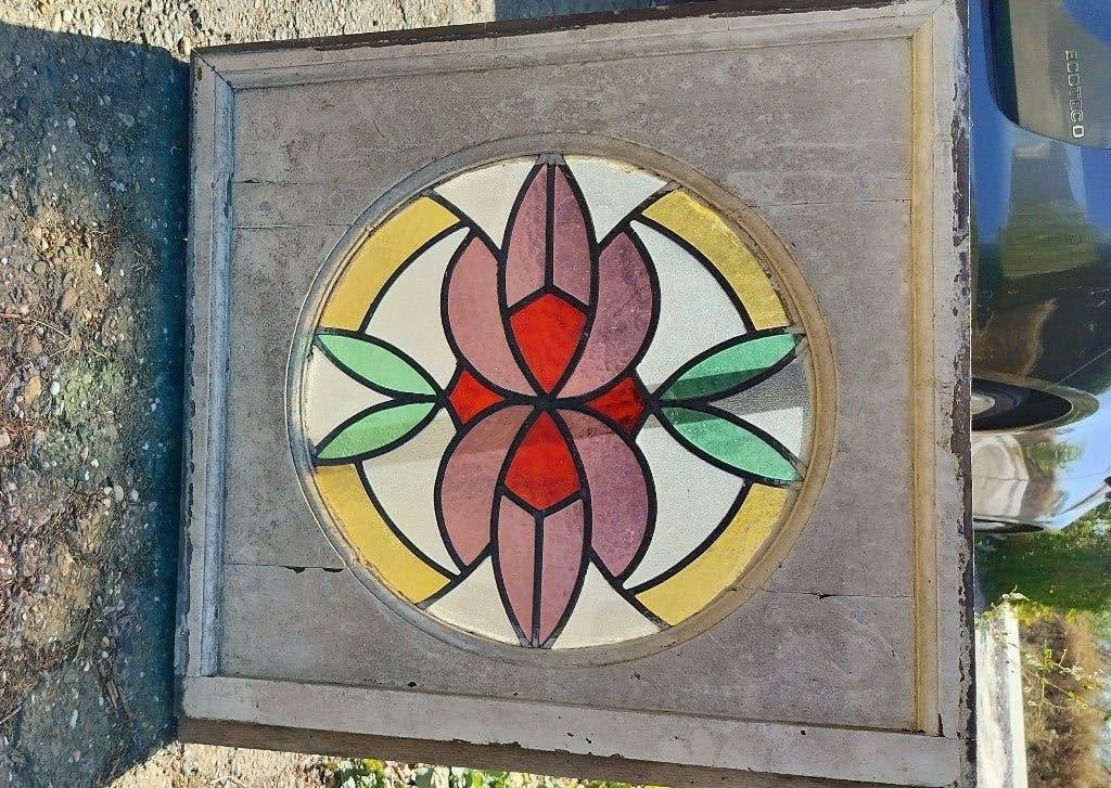 Ronde-glas-in-loodraam, Antiek en Kunst, Ophalen