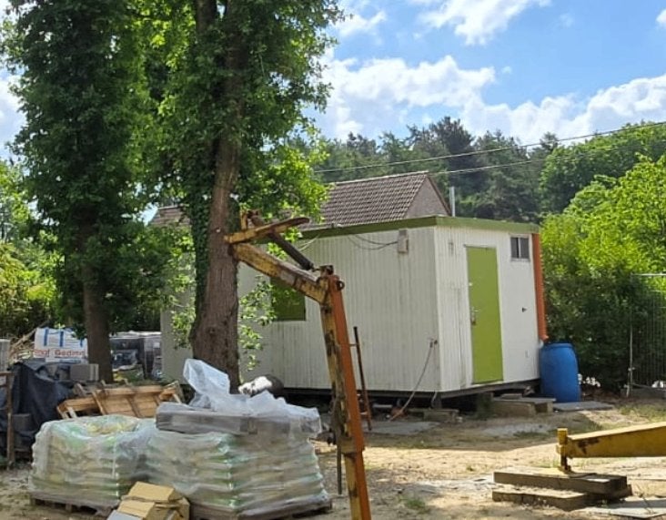 Werfkeet 3x6m, Doe-het-zelf en Bouw, Bouwketen en Schaftketen, Ophalen, Gebruikt