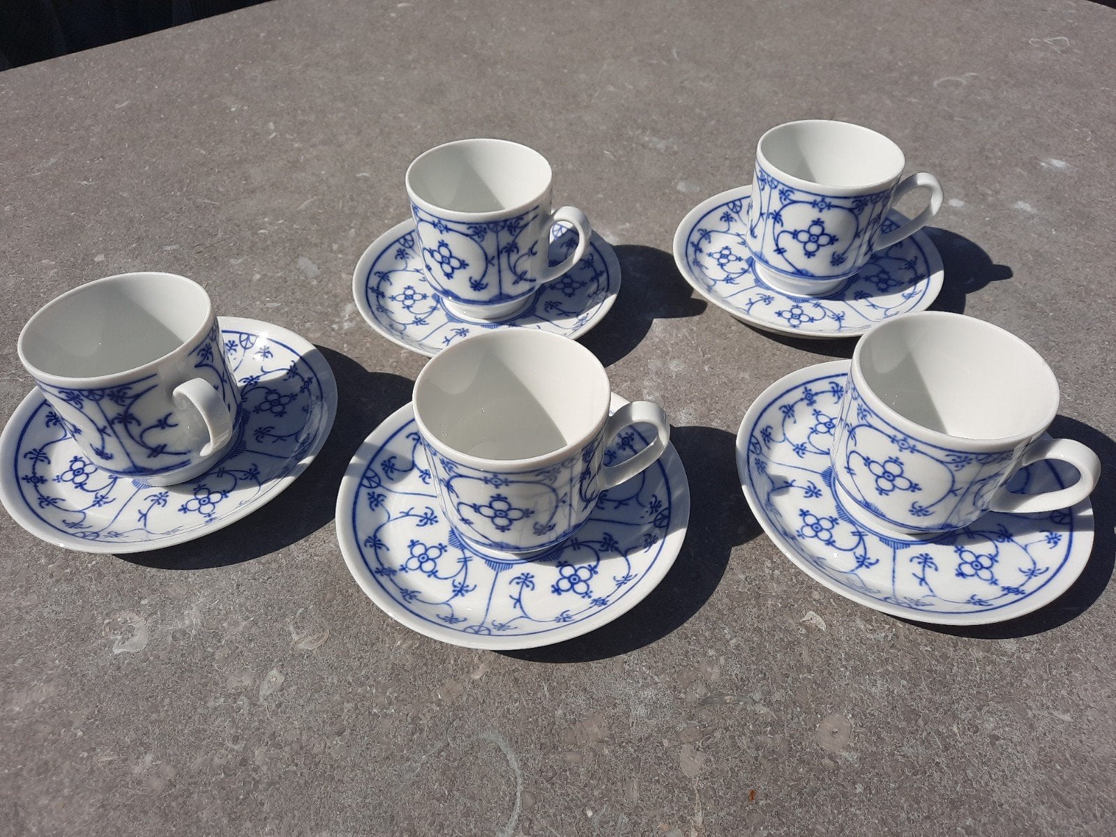 5 mokka tassen, Blau saks, motief copenhague, Antiek en Kunst, Ophalen of Verzenden