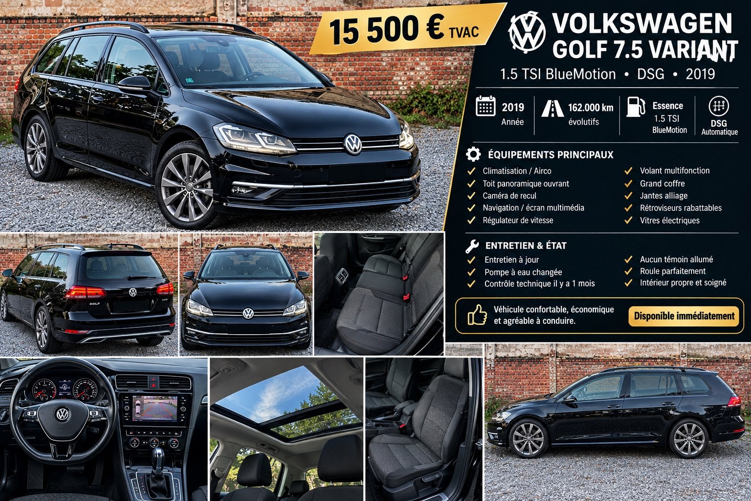 Golf 7.5 2019 1.5, Autos, Achat, 5 portes, Automatique, Particulier