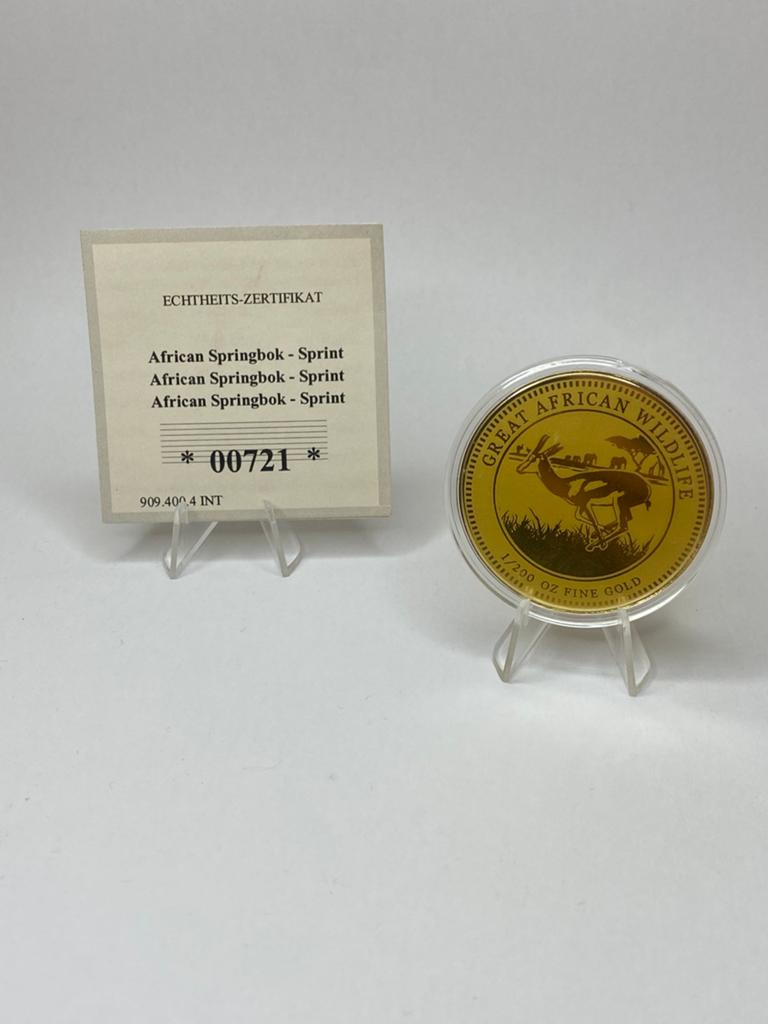 Gouden Munt 1/200 oz - African Springbok 2022, Ophalen of Verzenden