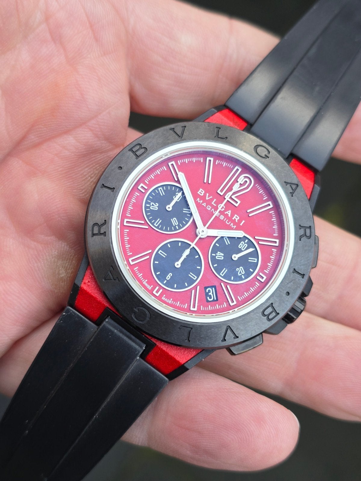 bvlgari diagono magnesium chronograph 42mm, Handtassen en Accessoires, Horloges | Heren, Overige merken, Overige materialen, Polshorloge