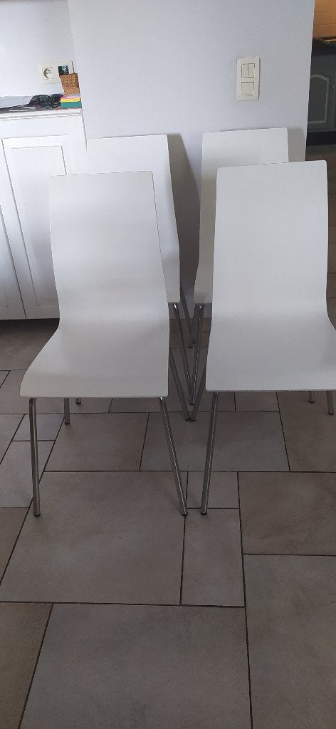 Lot de 4 chaises blanches, Maison & Meubles, Comme neuf, Contemporain, Enlèvement, Quatre