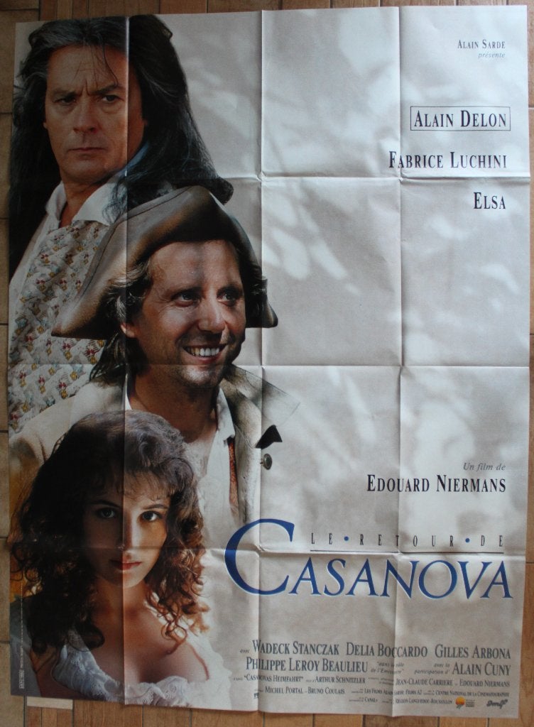 filmaffiche Alain Delon le retour de Casanova XL filmposter, Rechthoekig Staand, Deurposter of groter, Ophalen of Verzenden, Zo goed als nieuw