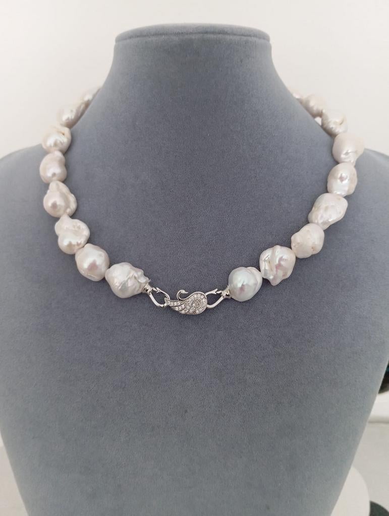 Collier de perles baroques d'eau douce, Bijoux, Sacs & Beauté, Colliers, Neuf, Avec pierre précieuse, Blanc, Argent