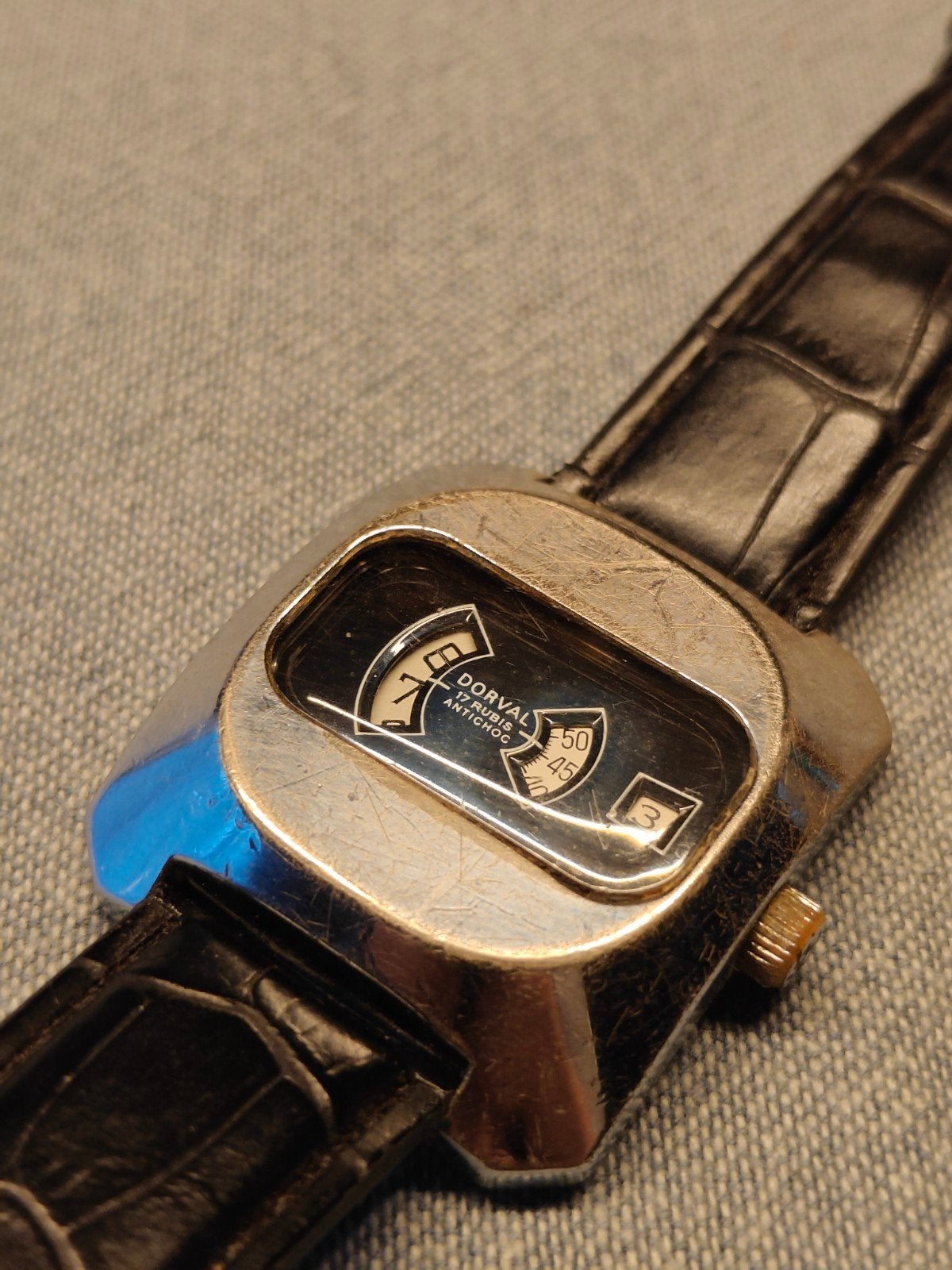vintage Dorval Horloge - Jump Hour, Ophalen of Verzenden