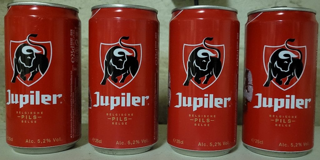 Lot 4 canettes Jupiler collector WE'RE ALL RED INSIDE, Collections, Enlèvement ou Envoi, Utilisé, Autres types, Jupiler