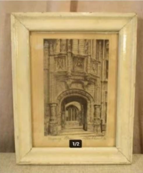 Belle gravure ancienne « Entrée en pierre d'Anvers - Debbaut, Enlèvement ou Envoi, Vue urbaine, Eau-forte, Encadré