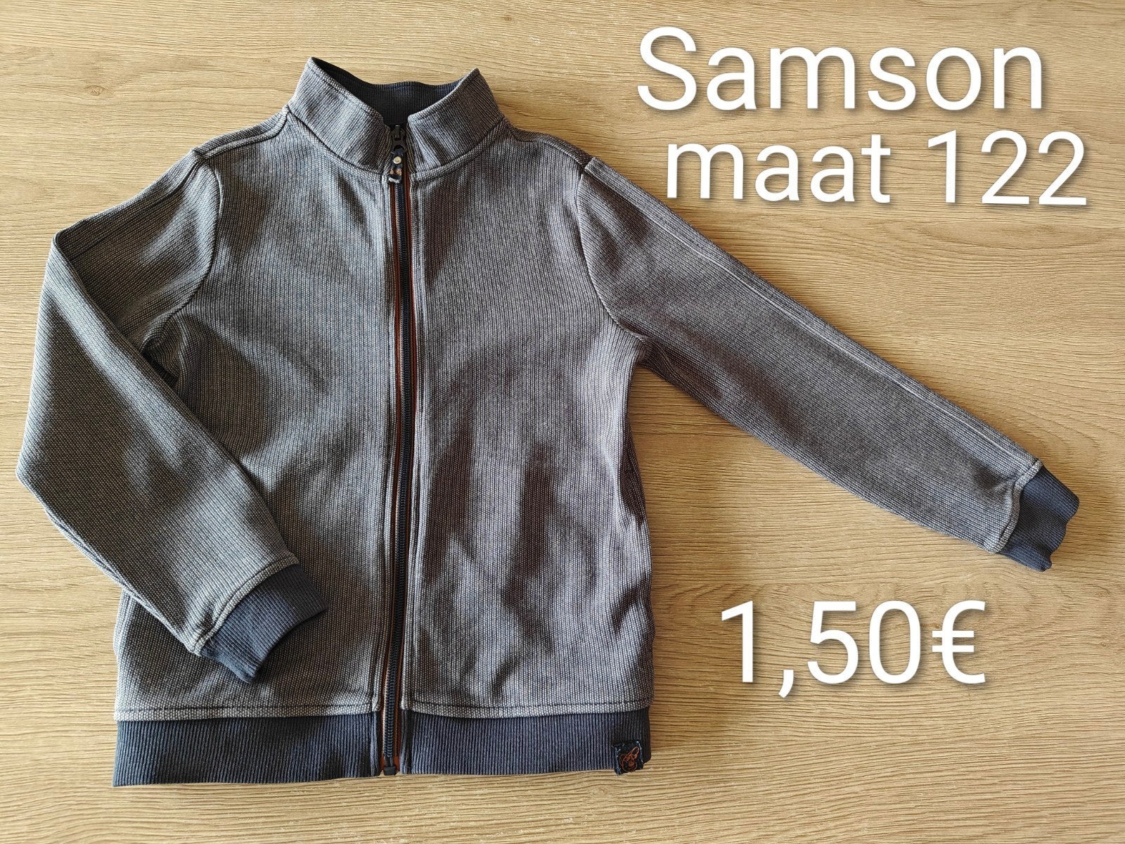 Trui met rits en zakken - Samson - maat 122 - goede staat, Enlèvement ou Envoi