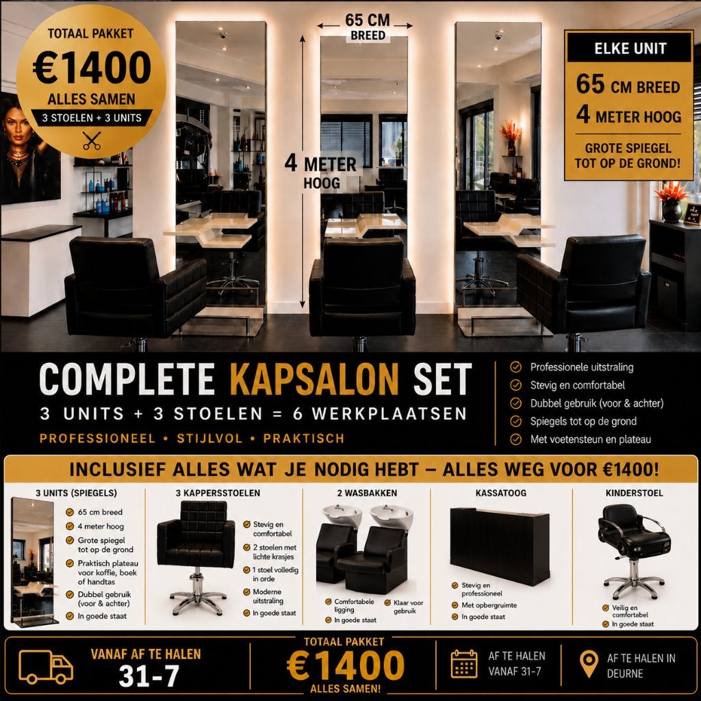 Volledige professionele kappersinrichting te koop, Ophalen