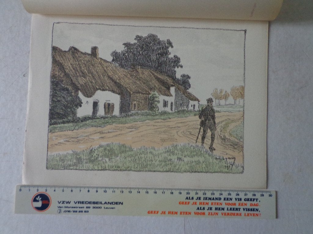 litho van Amédée Lynen "Route en Brabant" uit 1917, Antiquités & Art, Art | Lithographies & Sérigraphies, Impression offset, Enlèvement ou Envoi