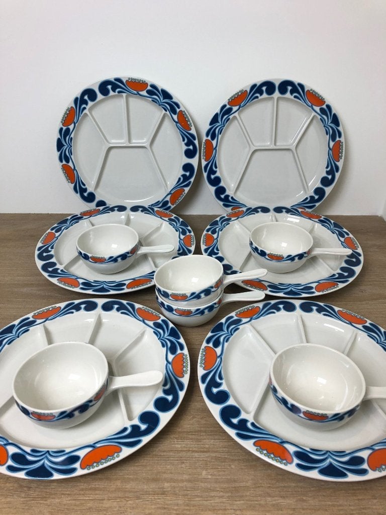 Villeroy & Boch 6x fondue borden 6x kommetjes septfontaines, Elektronische apparatuur, Fonduesets, Ophalen of Verzenden, Zo goed als nieuw
