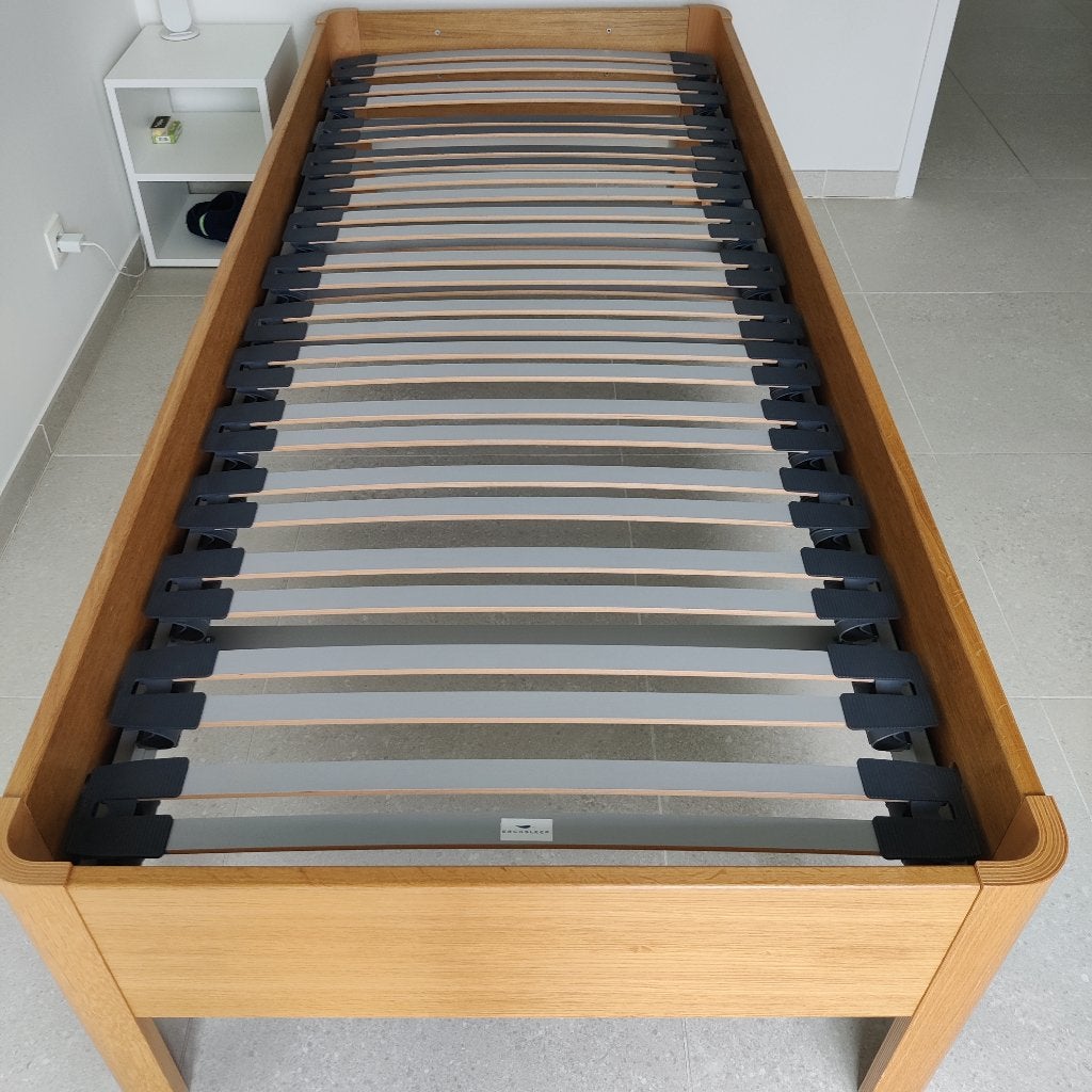 Groot Eénpersoonsbed Sherwoord, Maison & Meubles, 90 cm, Eik naturel, Une personne, Brun