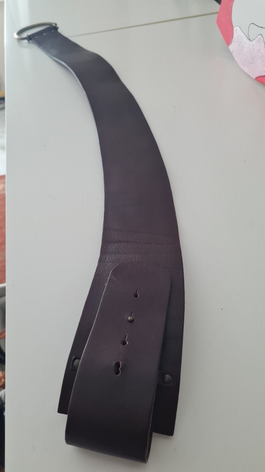 Ceinture cuir véritable marron foncé boucle anneau bronze, Enlèvement, Ceinture, Cuir véritable