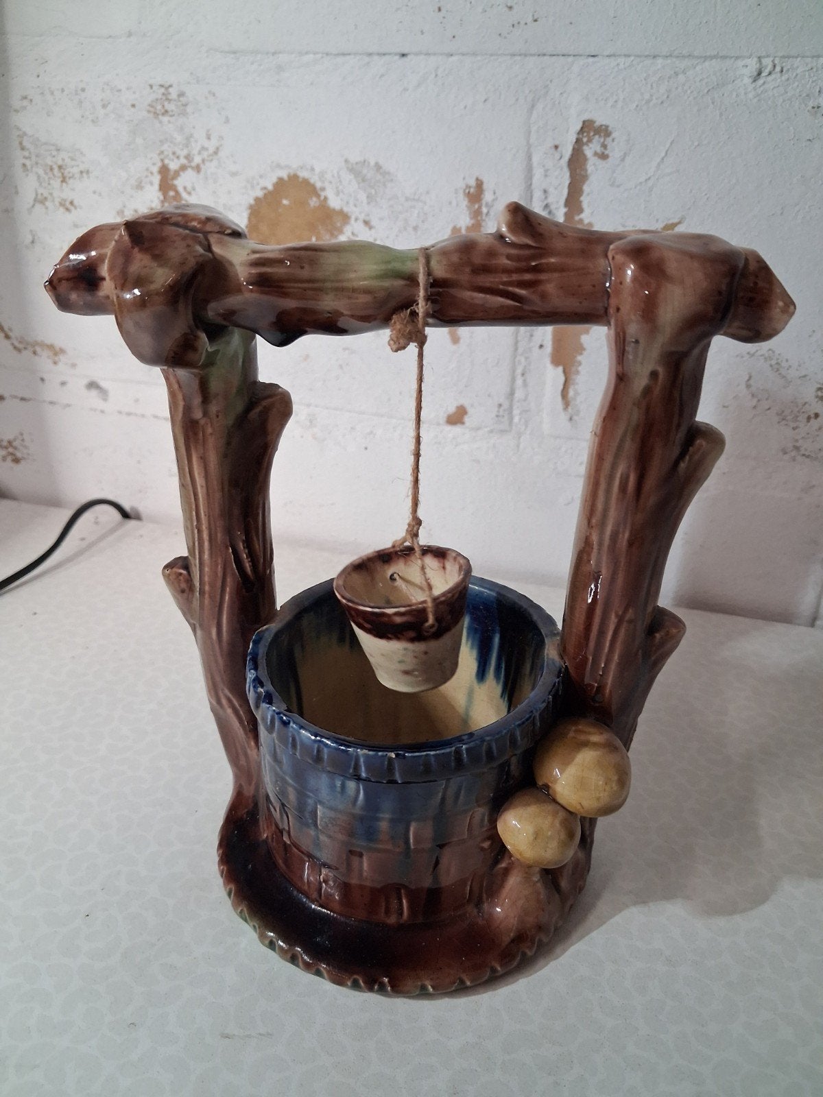 Vlaams aardewerk waterput met paddestoelen, Ophalen of Verzenden