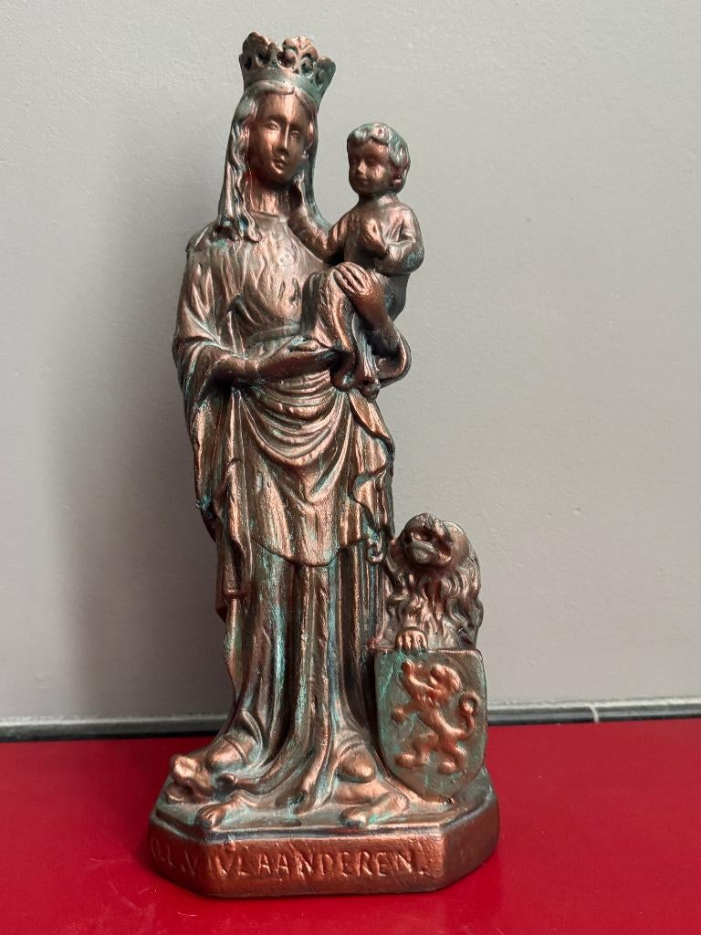 "Maria, Mater Jesu" 20e Eeuw - Maria van Vlaanderen - 42 cm, Antiek en Kunst, Antiek | Religieuze voorwerpen, Ophalen of Verzenden