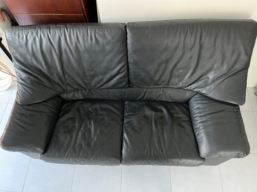 zwart lederen zetel Jori 2.5 zit, Huis en Inrichting, Ophalen, Leer