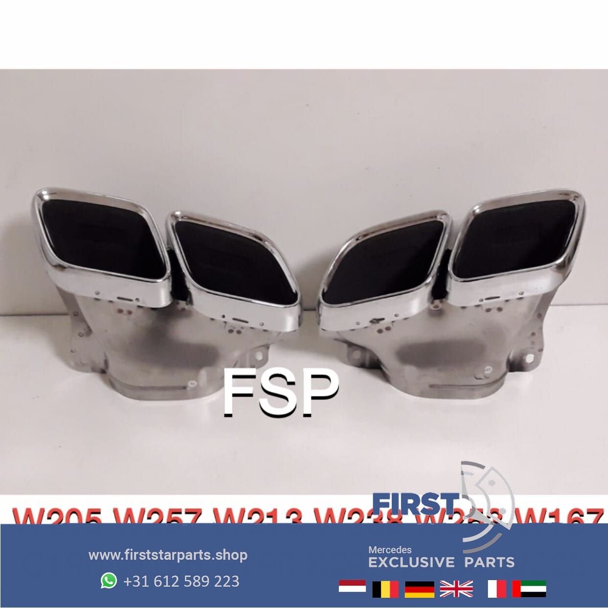 W205 C205 FACELIFT C63 AMG UITLAAT SIERSTUKKEN SET LINKS REC, Auto-onderdelen, Gebruikt, -, Ophalen of Verzenden, -
