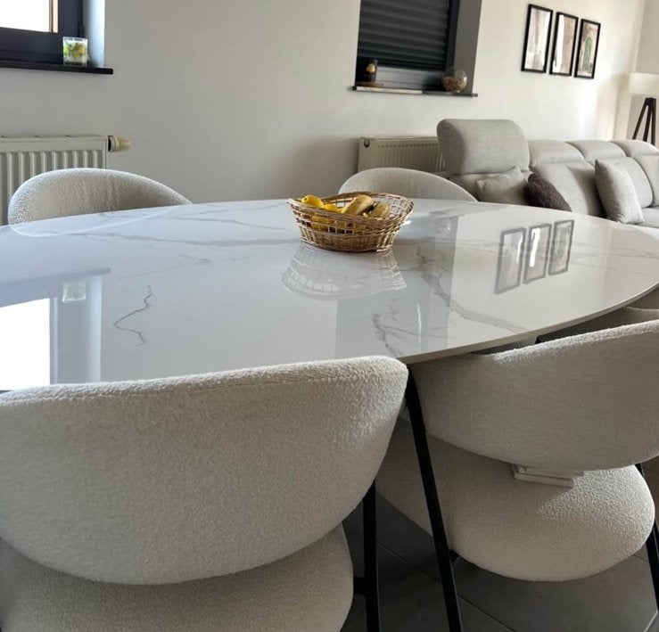 Moderne keramische eettafel + 6 stoelen - zeer nette staat, Huis en Inrichting, Tafels | Eettafels, Ophalen, 150 tot 200 cm, Zo goed als nieuw