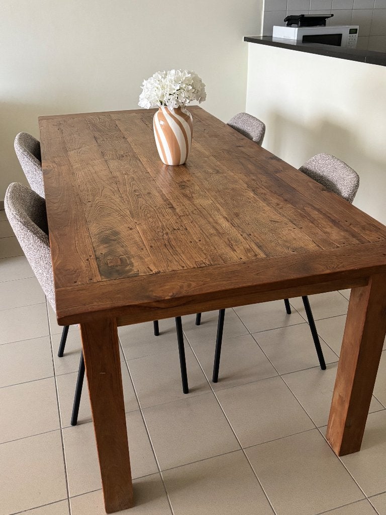 Massief Eiken Eettafel, Huis en Inrichting, Tafels | Eettafels, Ophalen, Gebruikt, Rustiek, Eikenhout
