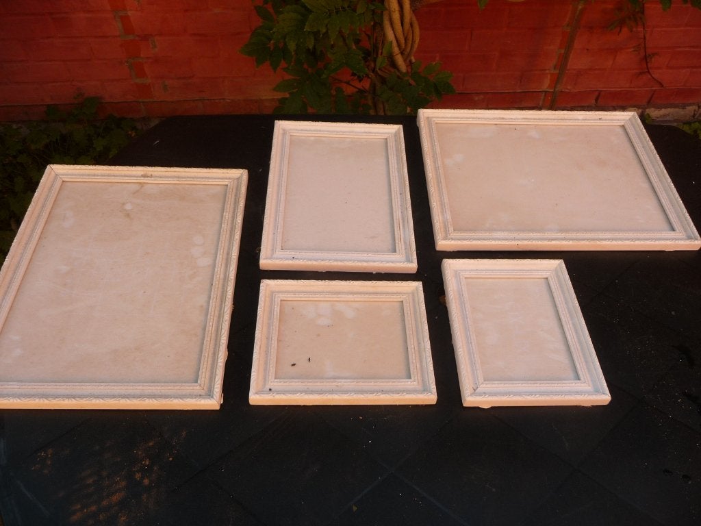 5 kaders met glas = € 5, Ophalen, Schilderijlijst, Zo goed als nieuw, Wit