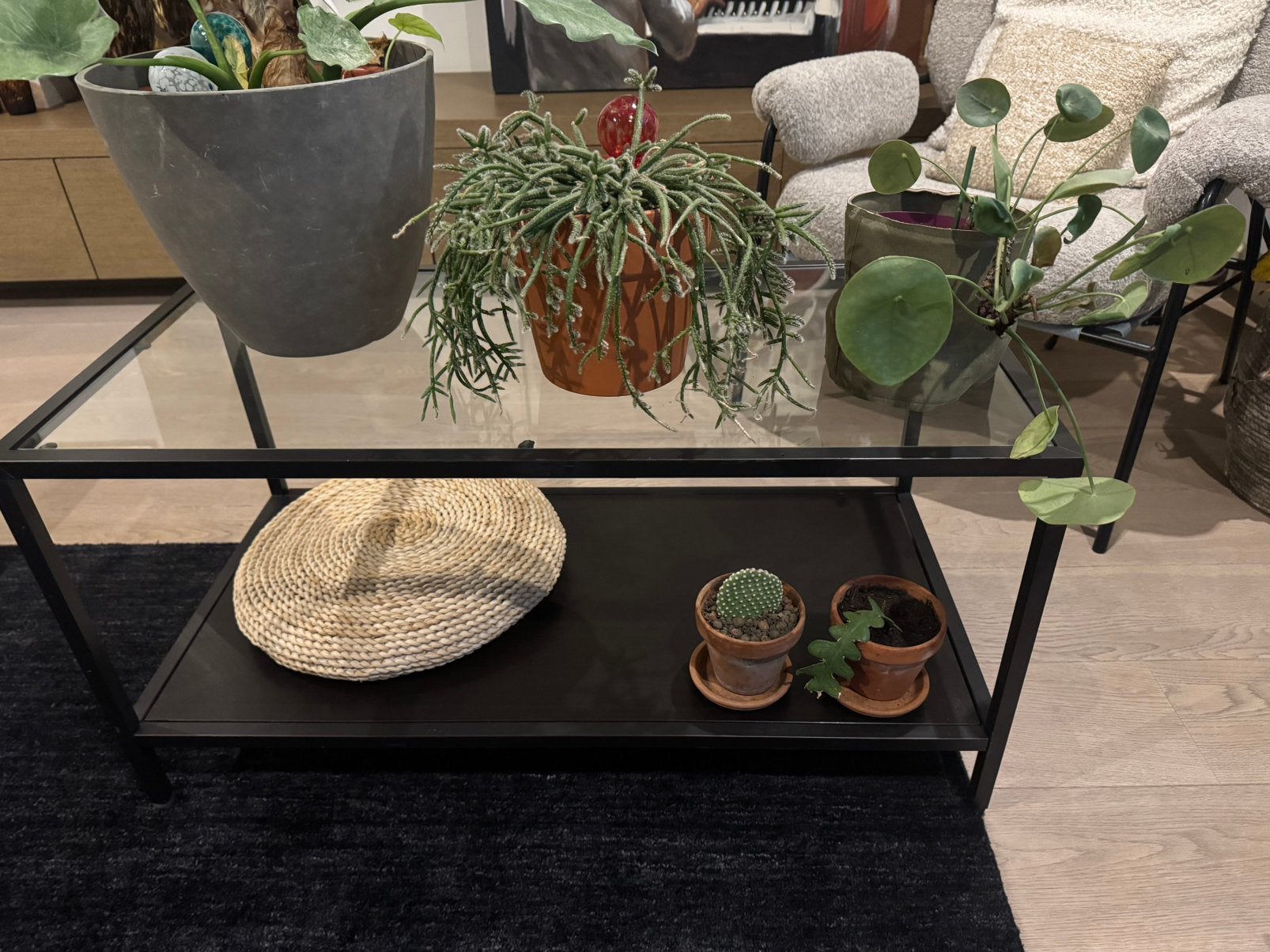 Tafel in metaal en glas, Ophalen, Zo goed als nieuw, Glas