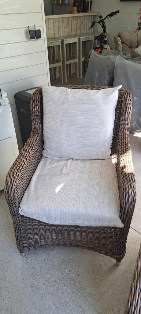 Rotan salon taupe, Ophalen, 4 zitplaatsen, Gebruikt, Rotan