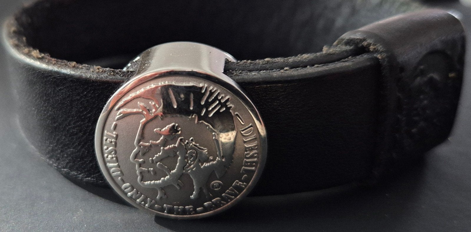Bracelet en cuir Diesel - Only the Brave, Bijoux, Sacs & Beauté, Bracelets, Enlèvement ou Envoi, Noir, Cuir