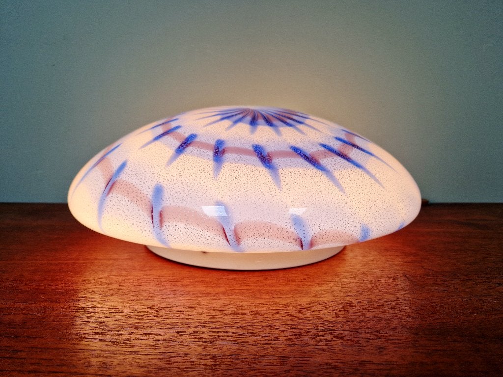 Blauw-witte plafondlamp/wandlamp van Murano-glas, 1970, Antiek en Kunst, Ophalen of Verzenden