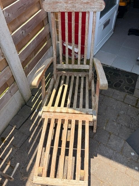TEAK lounge stoel bijna gratis :-), Tuin en Terras, Tuinstoelen, Ophalen, Gebruikt, Teakhout, Inklapbaar