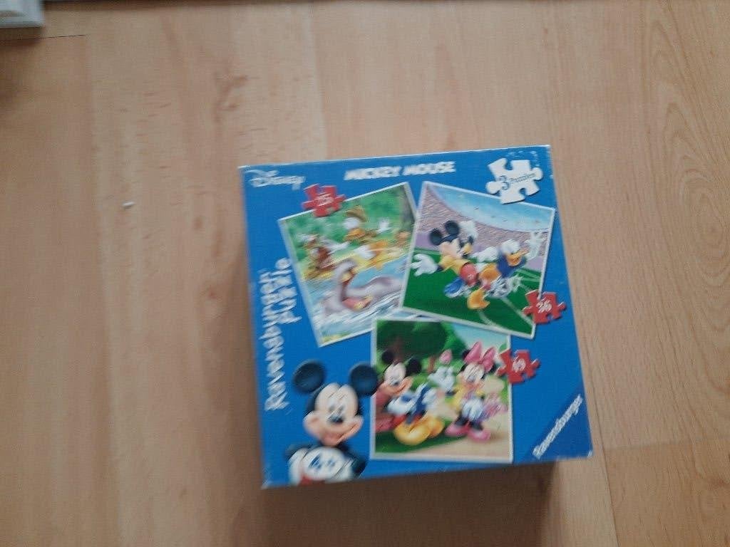 3 in 1 Mickey Mouse puzzel (25, 36, 49 stukjes), Kinderen en Baby's, Ophalen of Verzenden, 10 tot 50 stukjes, Gebruikt, 2 tot 4 jaar